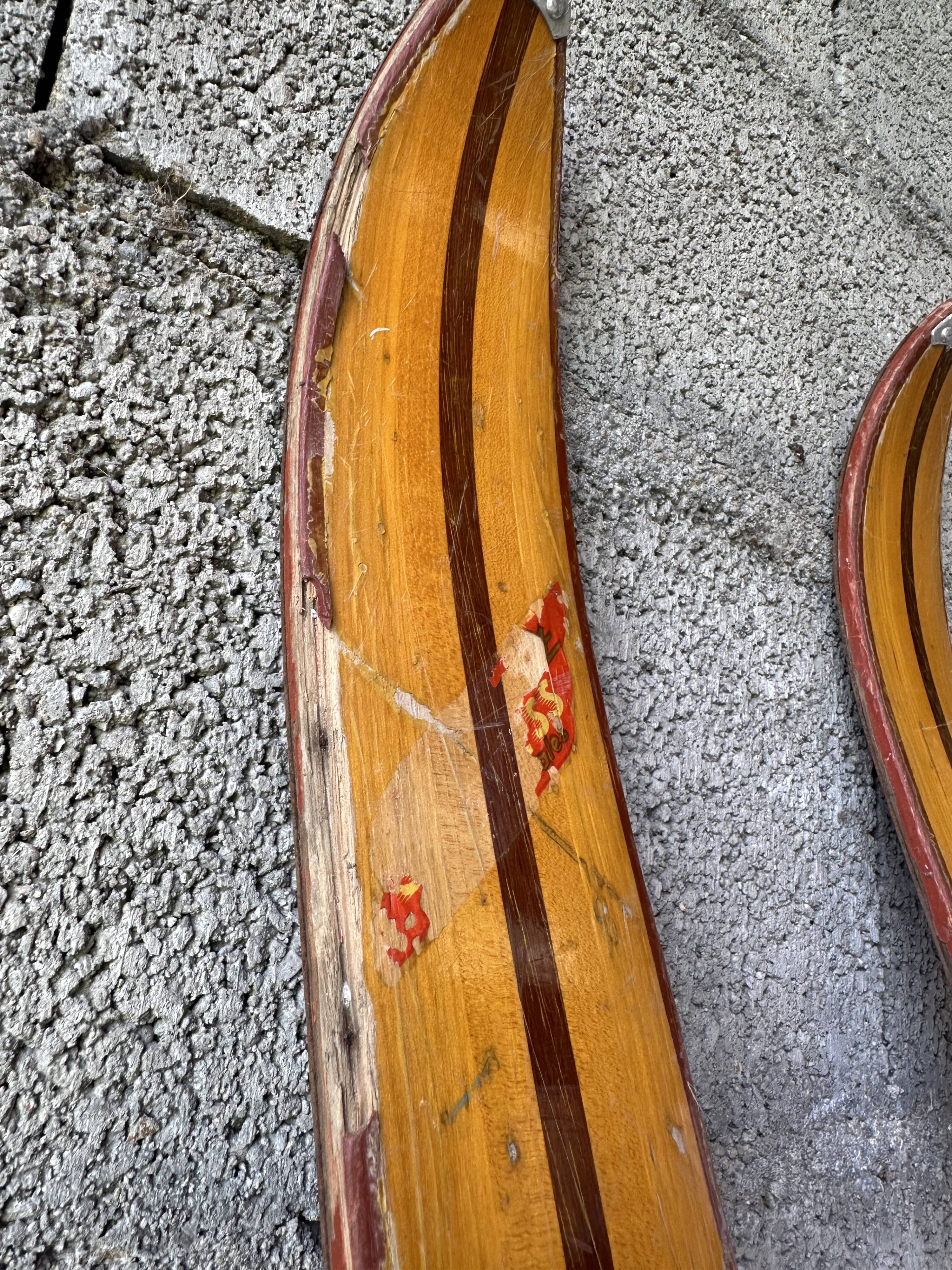 Pair of vintage skis wood Rossignol