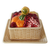 Old sweet jar / fruit basket, square shape, in Sarreguemines ceramic.