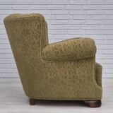 1960s, Danish vintage relax armchair, furniture cotton/wool, beech wood.