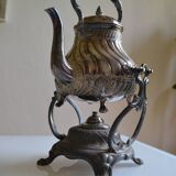 Art Nouveau teapot or samovar in silver-plated metal by goldsmith Victor Saglier