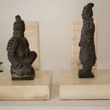 Paire de serre-livres vintage en travertin