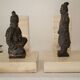 Pair of vintage travertine bookends