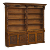 Large Victorian oak carved angular library