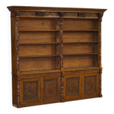 Large Victorian oak carved angular library