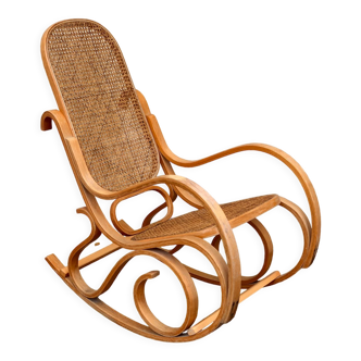 Vintage cane rocking chair 1970