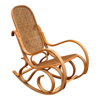Rocking-chair canné vintage 1970