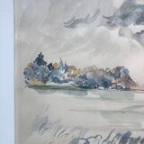 Watercolor of a landscape, signed CH. Prouvost