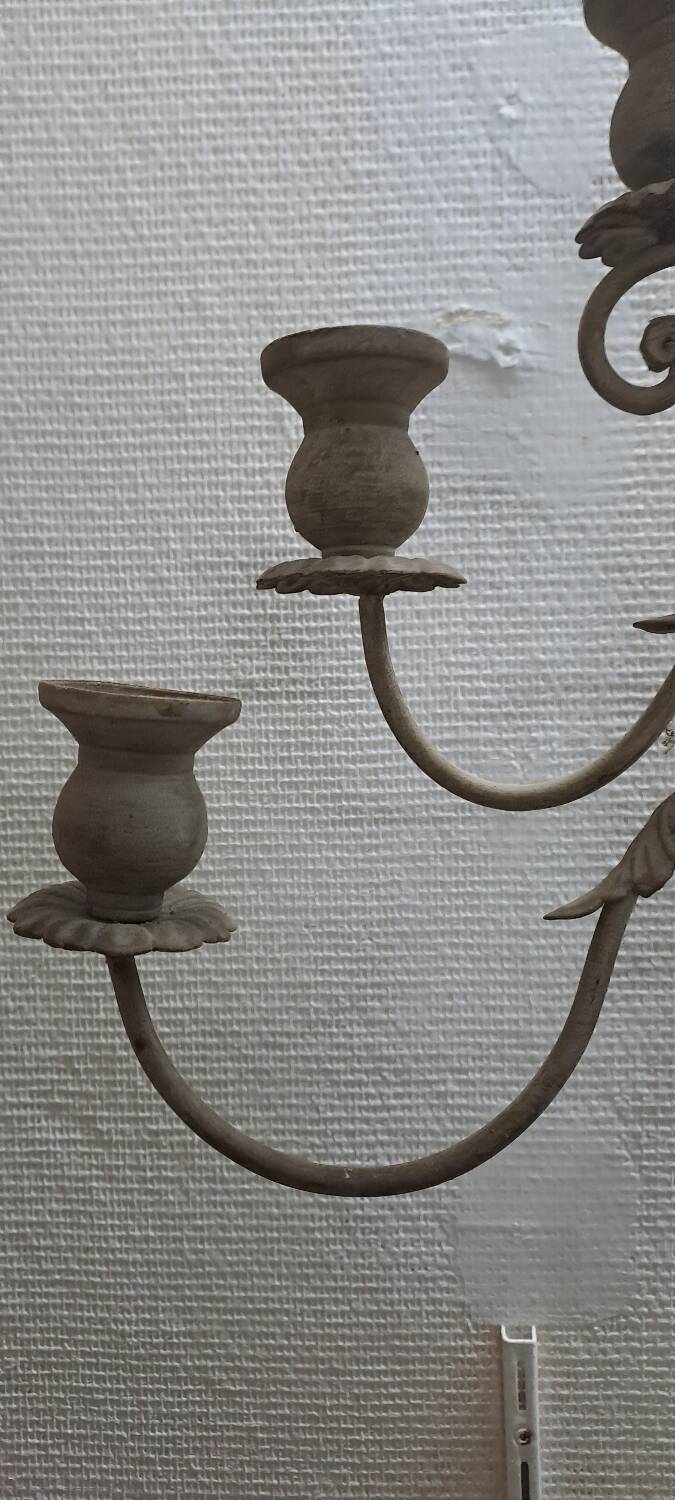 Neo-rustic sheet metal candle holder