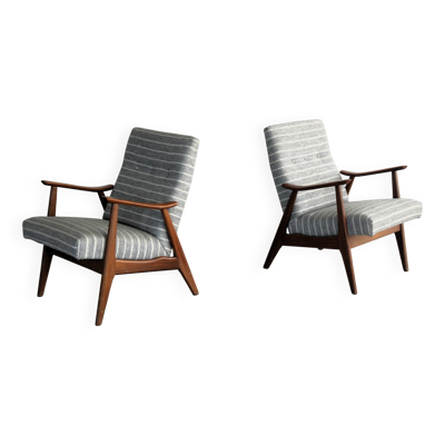 Ensemble de 2 fauteuils vintage   fauteuils   années 1960   teck
