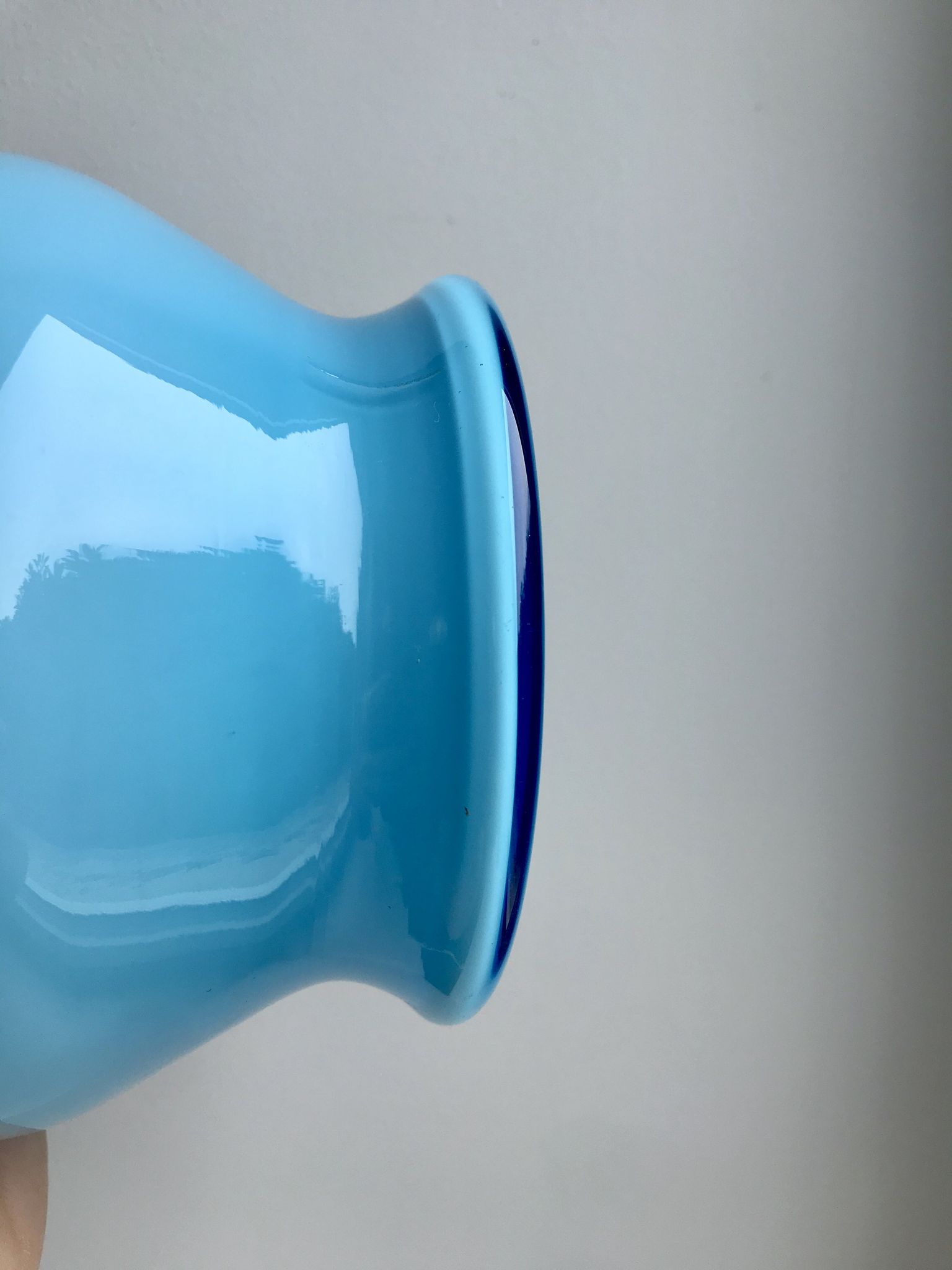 Lamp with blue opaline feet and textured conical lampshade 60s-70s
