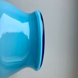 Lamp with blue opaline feet and textured conical lampshade 60s-70s
