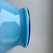 Lamp with blue opaline feet and textured conical lampshade 60s-70s