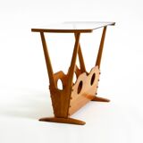 Beautiful mid-century modern side table with magazine rack, made of ash woo