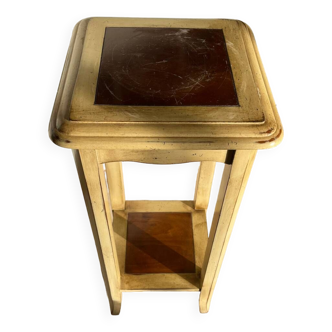 High wooden pedestal table
