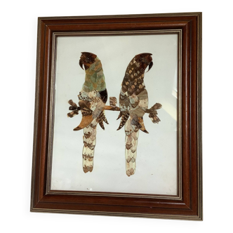 Bird frame with feathers