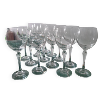 15 verres à pied en cristal vintage