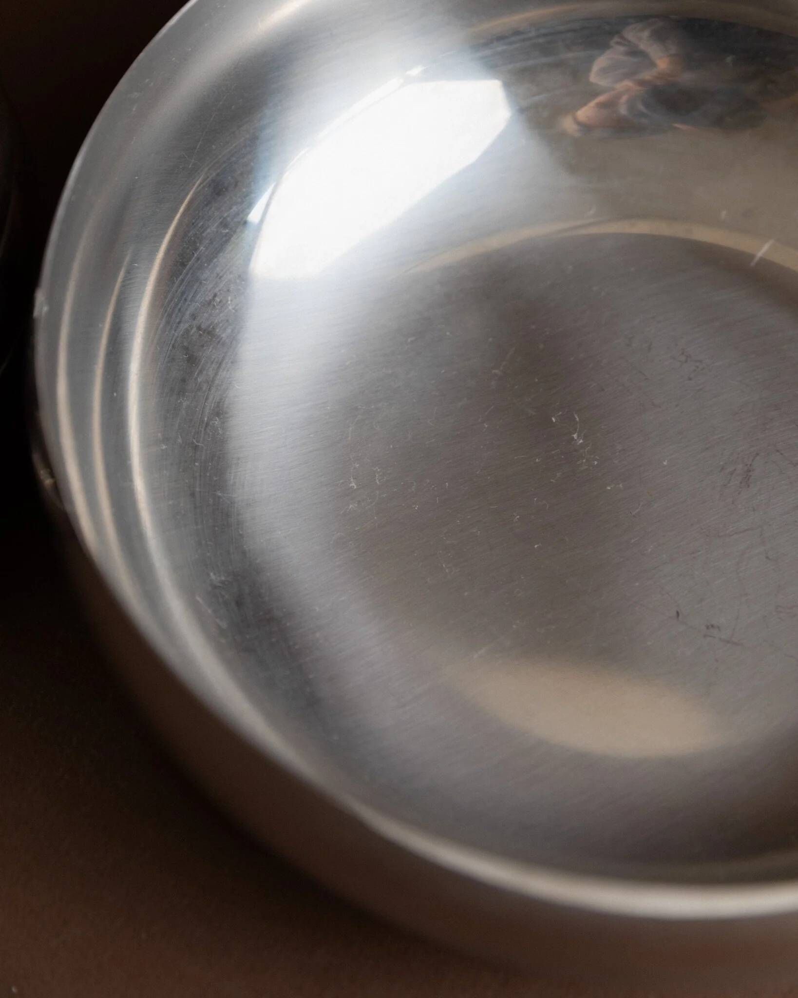 Set of 7 silver stainless steel bowls Space Age vintage Italian design stackable and elegant
