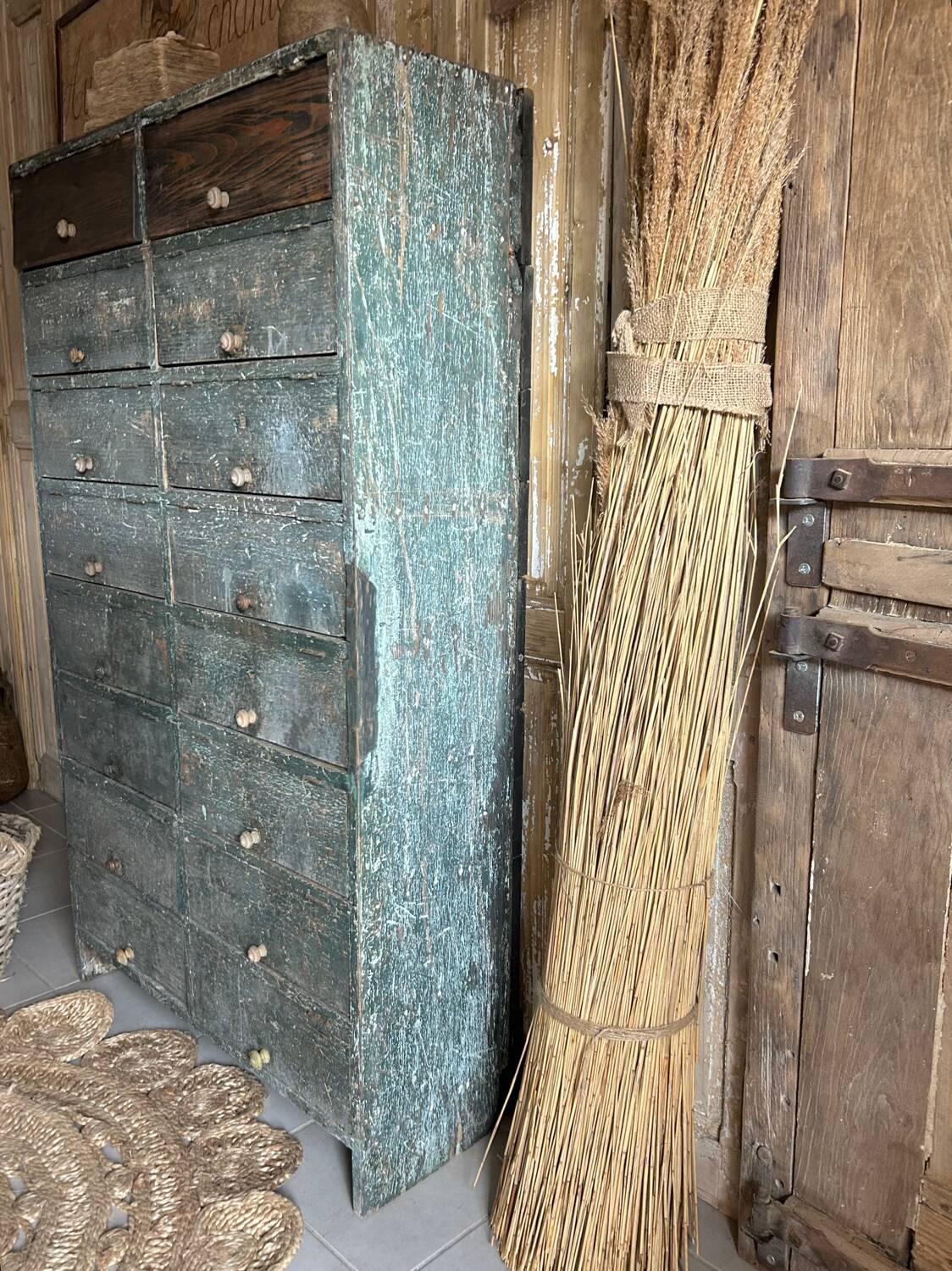 Old patinated flap cabinet