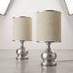 Vintage 1970s Chrome Brushed Metal Bedside Lamps Rewired Space Age