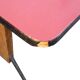 bistro table, red formica tray, black steel compass feet