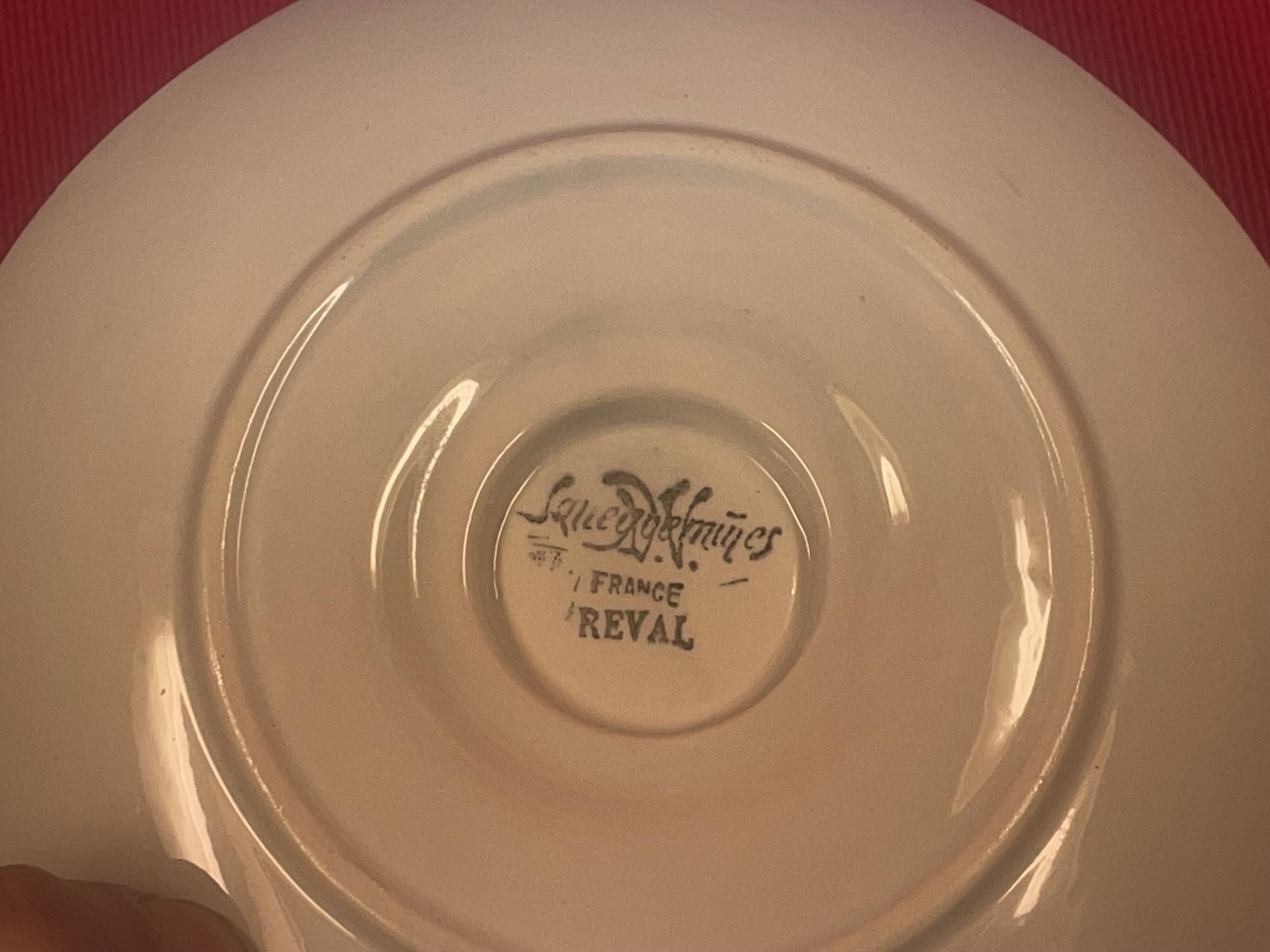 Sarreguemines sauce boat + 2 serving dishes, Reval ceramic decor