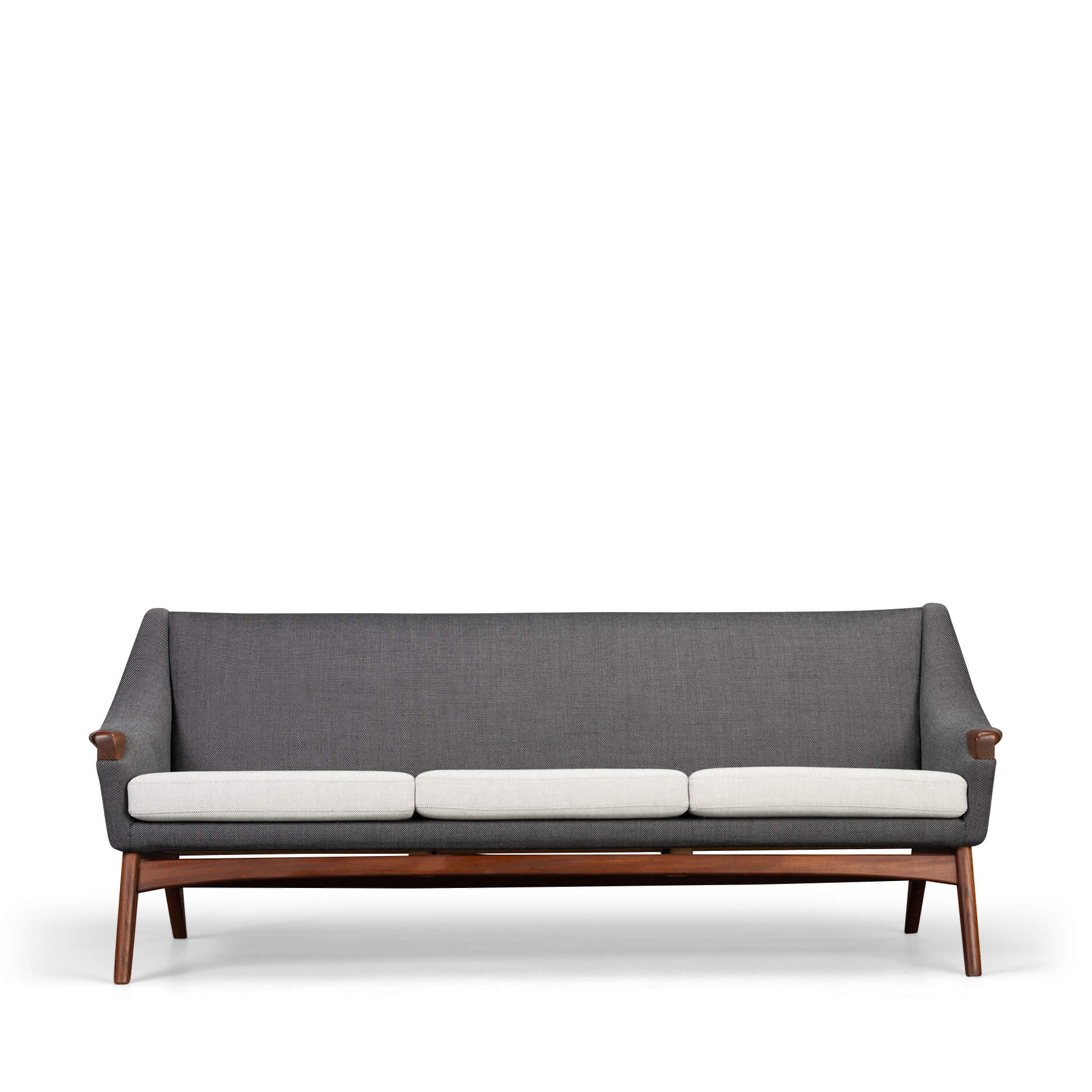 Danish Reupholstered Stylish Grey  3-seater by Johannes Andersen, 1960s