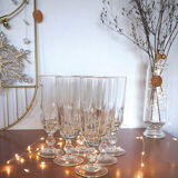 Set of 6 champagne flutes in chiseled glass