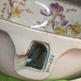 Meuble de salle de bain antique-art avec vasque basculante faïence fleurie