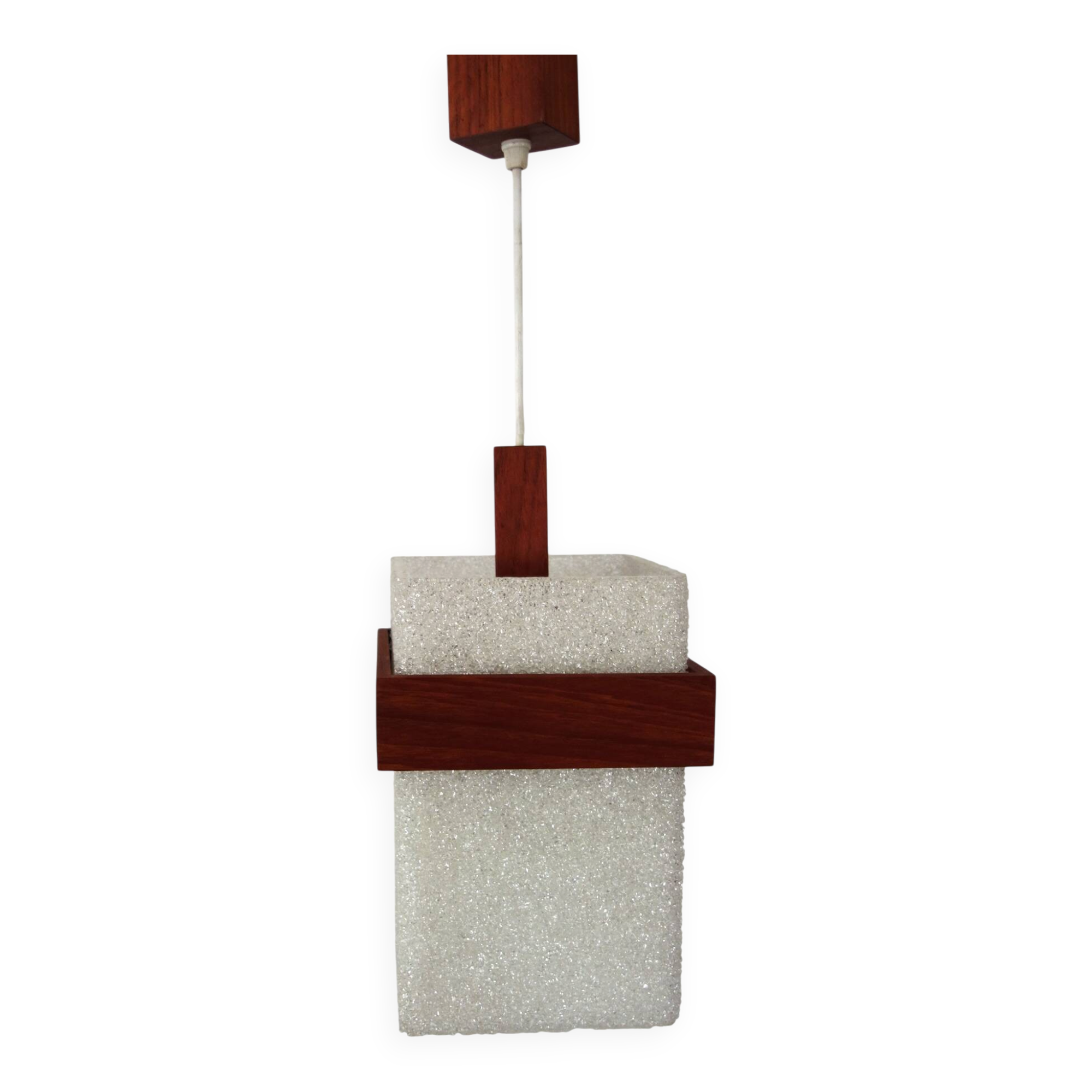 Scandinavian suspension in perspex and teak from the 60s/70s.