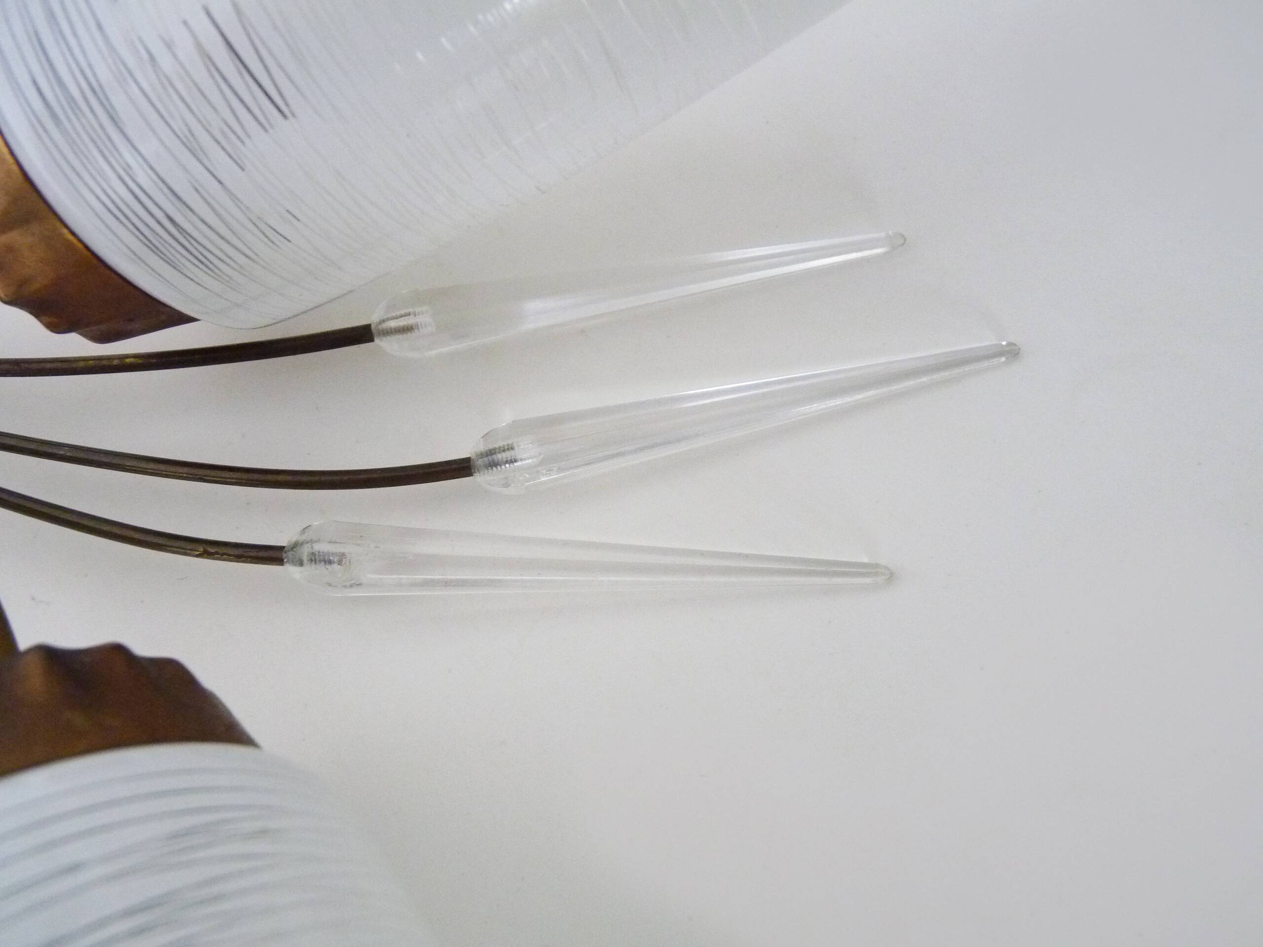 Applique murale vintage brin de blé en laiton à tulipe en verre, Années 60