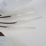 Applique murale vintage brin de blé en laiton à tulipe en verre, Années 60