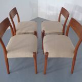 Danish Solid Teak Dining Chairs, 1960s, Set of 4