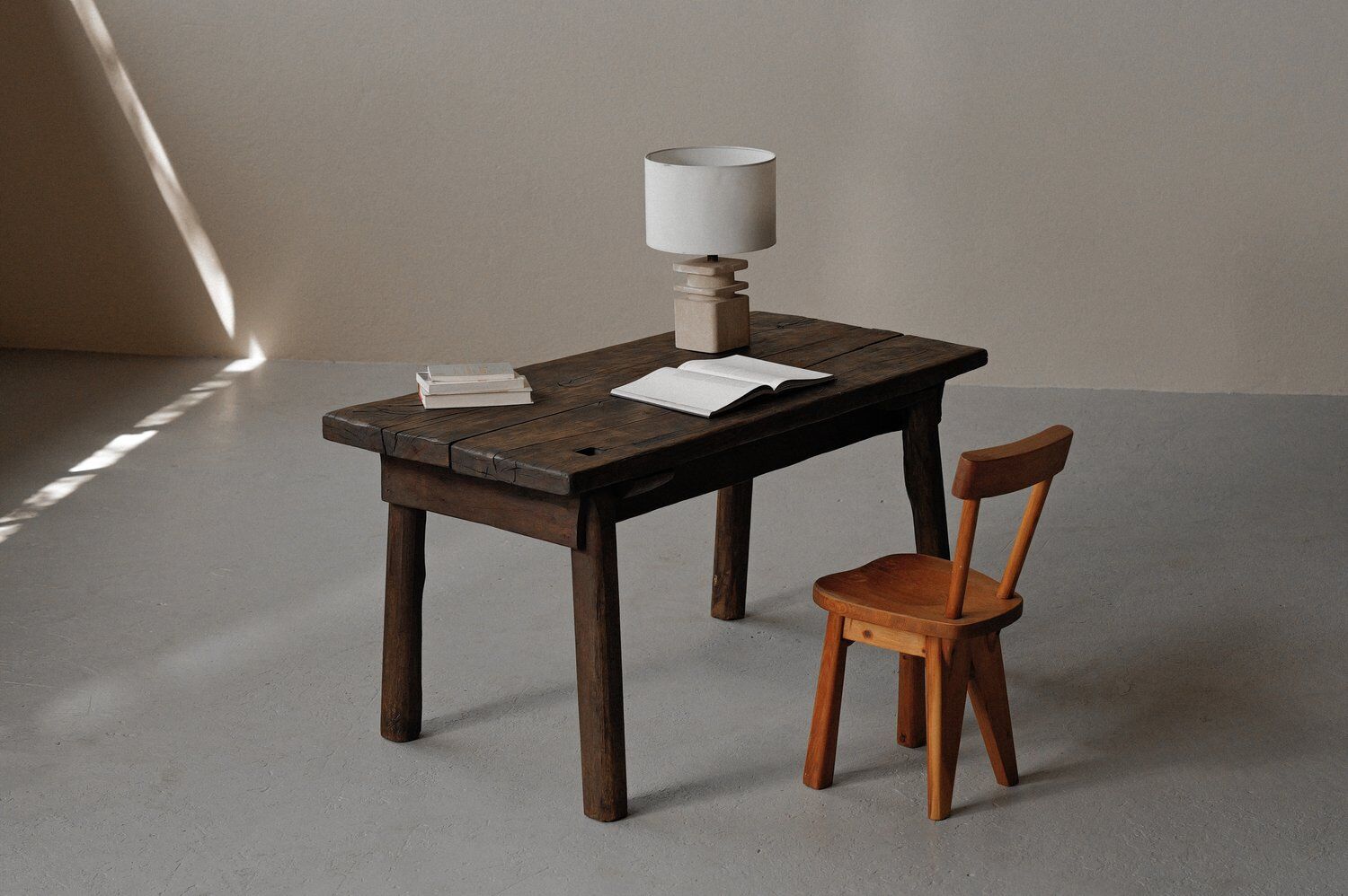 Solid oak farmhouse table, France, circa 1950