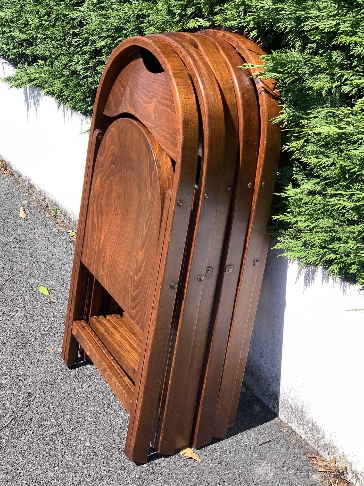 6 wooden folding chairs Stol Kamnik Yugoslavia design Zascitni Zhak
