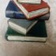 Hold pile holder of books carved wood trompe l oeil