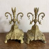 Pair of antique bronze candlesticks