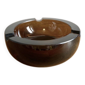 Modern ashtray bowl in thick smoked glass with bevelled edges - Ø 13 cm