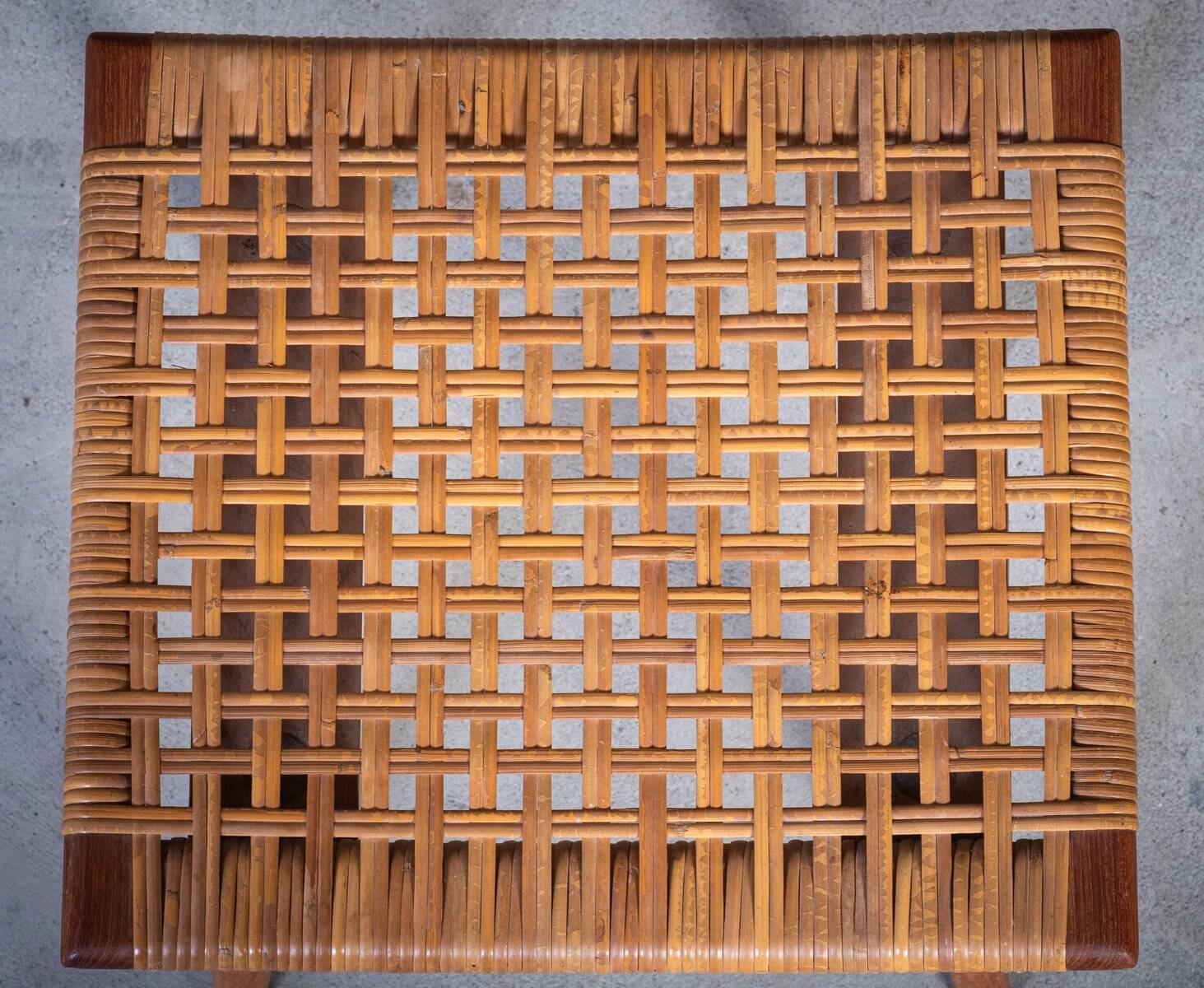 Teak Stools with Caning, 1960s, Set of 2
