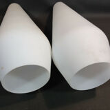 Lot of 2 ancient Scandinavian frosted glass chandelier globes