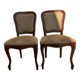 Set of 2 wooden and velvet chairs