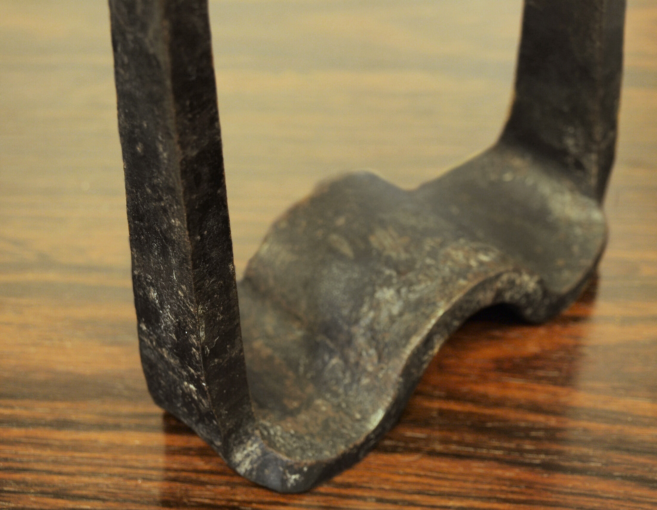 Brutalist wrought iron candle holder beaten