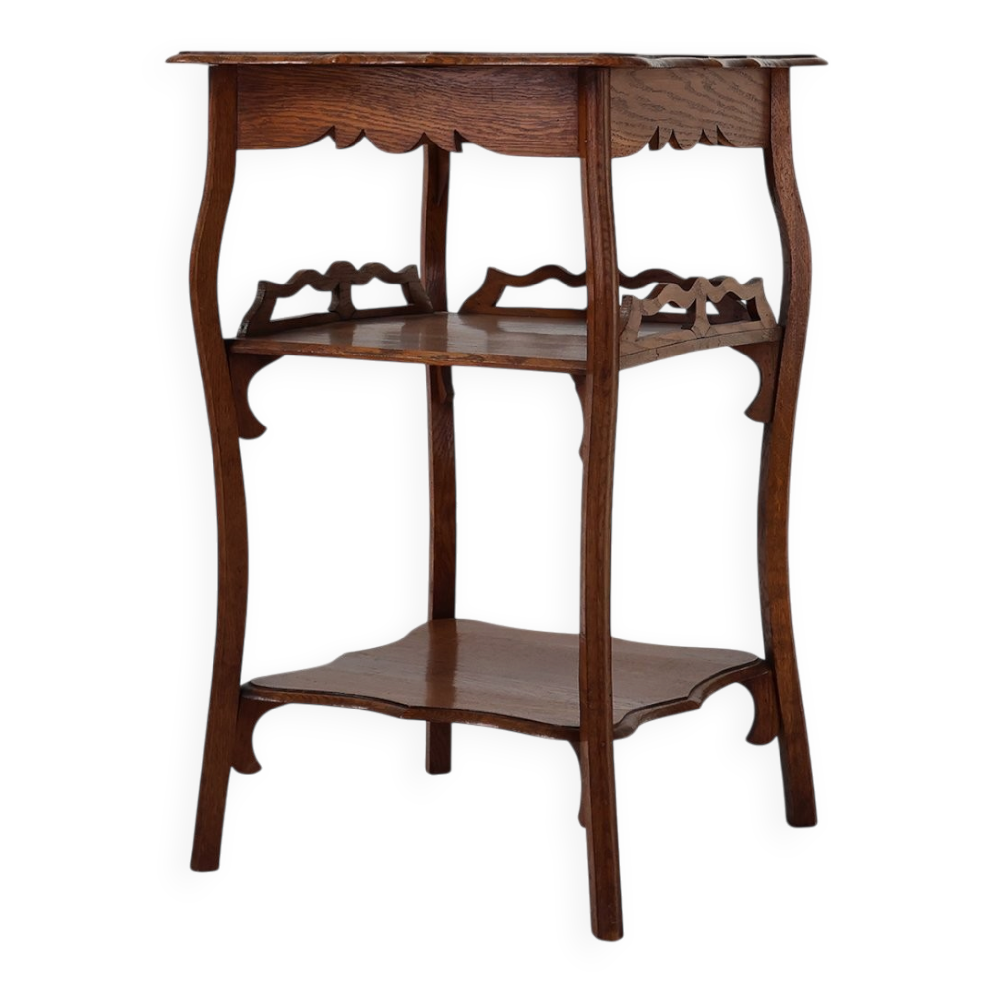 French Art Deco Side Table in Full Oak, 1920