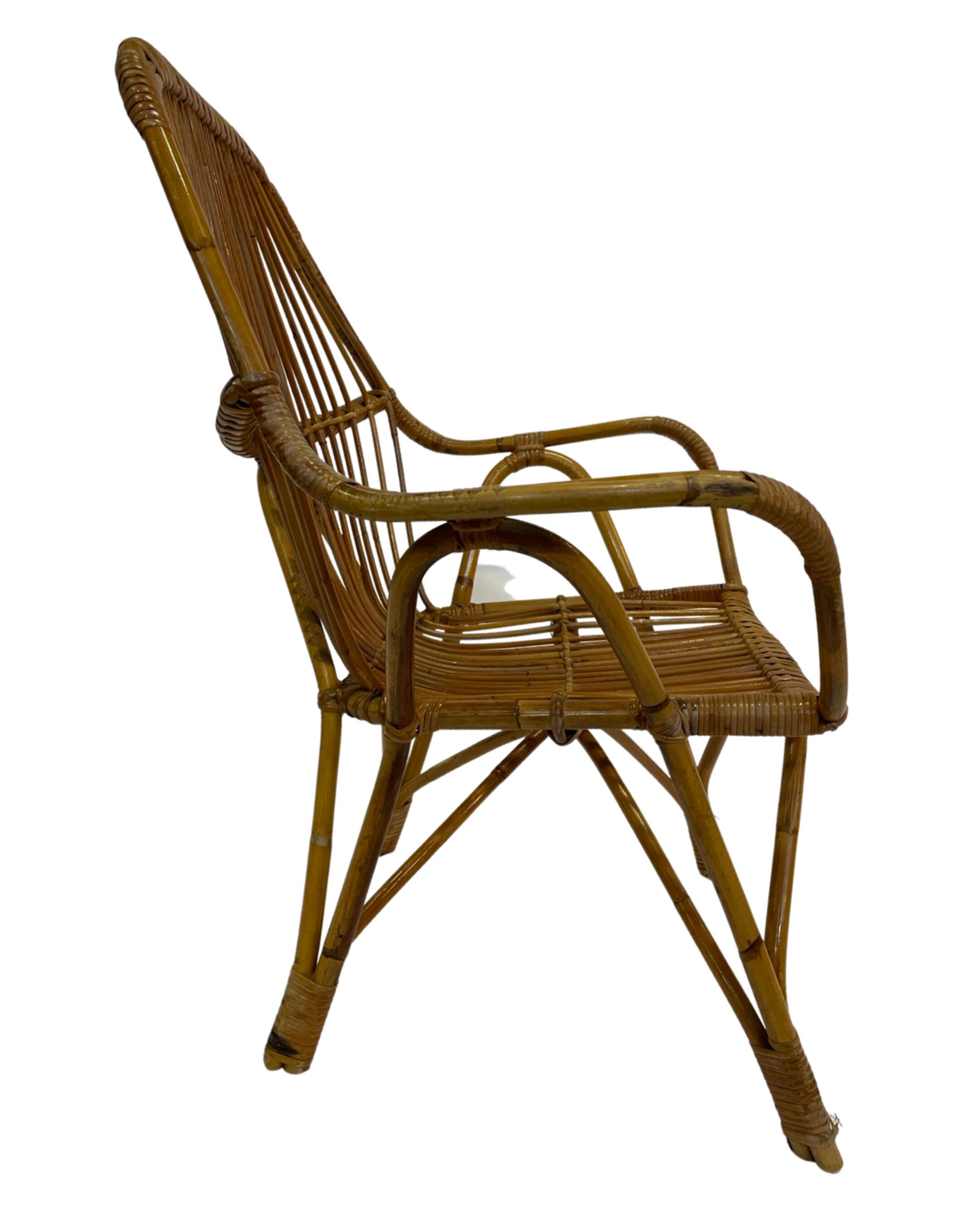 Rattan easy chair by Dirk van Sliedregt Rohe Noordwolde 1960 in the Netherlands