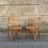 Pair of rattan armchairs