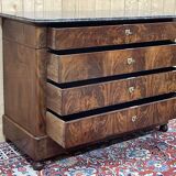 19th century Restoration chest of drawers in mahogany and marble top