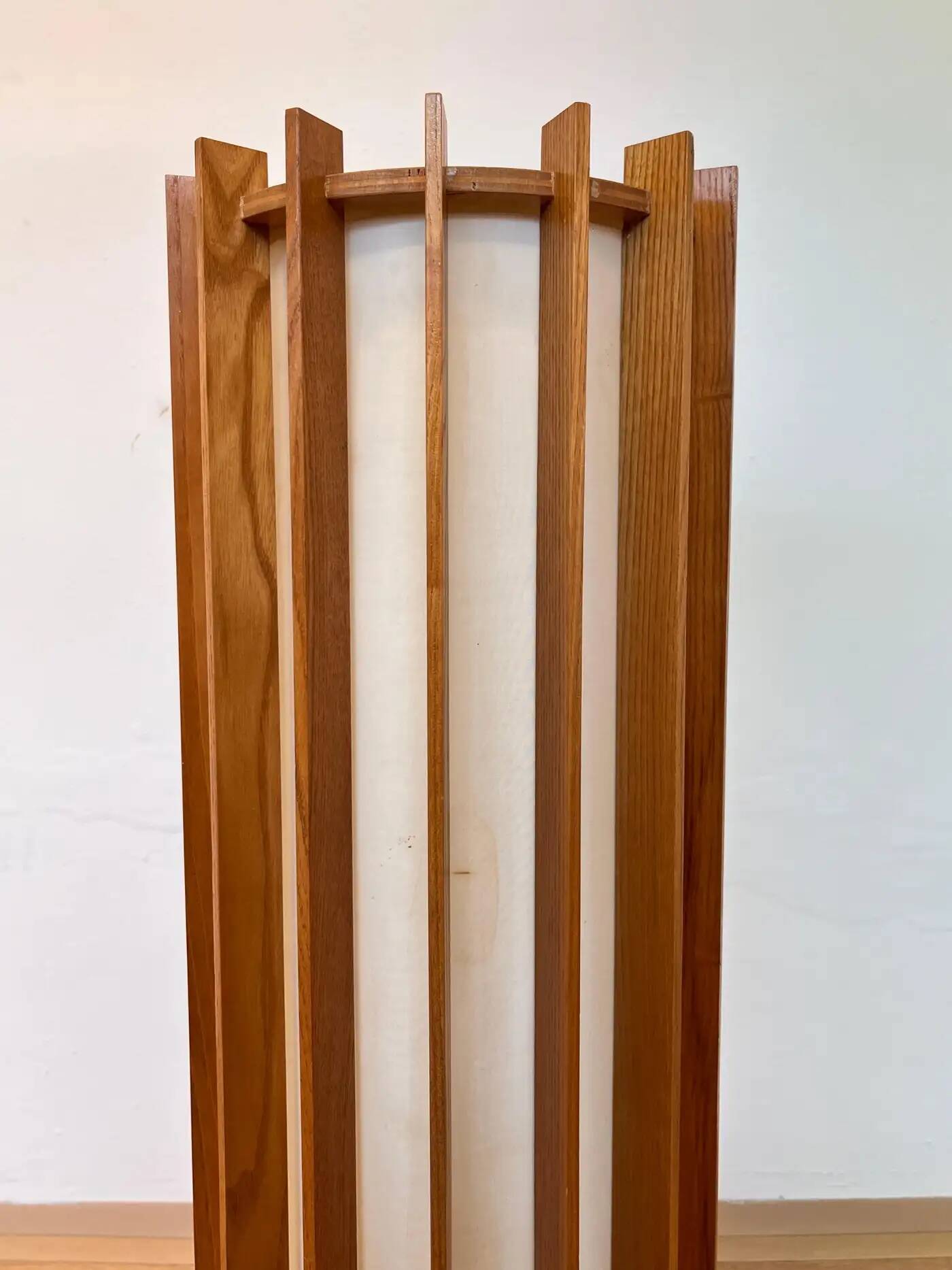 Ib Fabiansen wooden Space Age floor lamp by Fog and Mørup, Denmark, 1960s