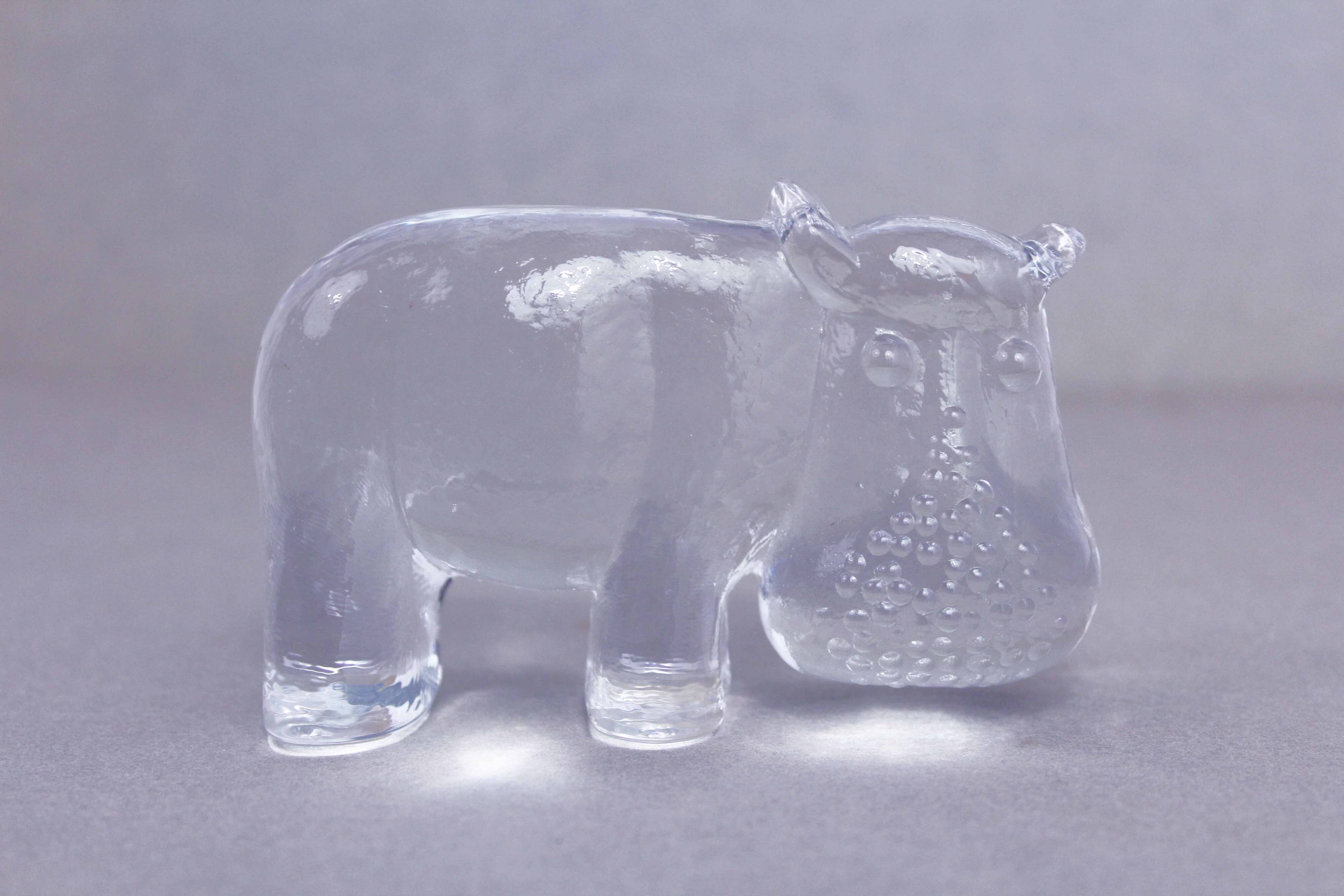 Kosta Boda Glass Hippopotamus Paperweight