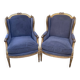 Duo de fauteuils anciens  à oreilles - style Louis XVI - A. Bastet