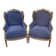 Duo de fauteuils anciens  à oreilles - style Louis XVI - A. Bastet