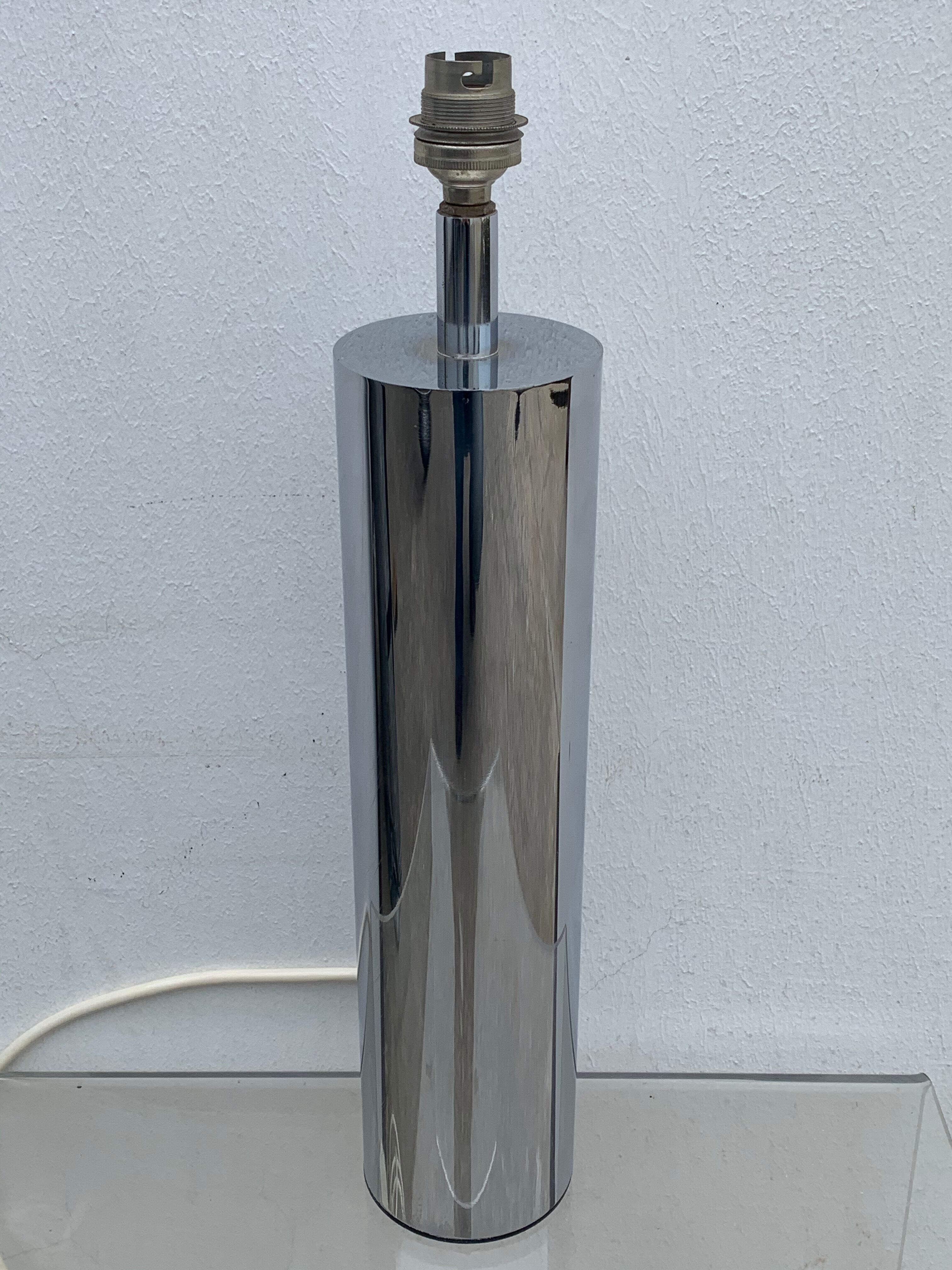 Italian lamp foot Ticino stainless steel cylinder 1970